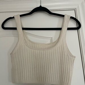 Wilfred Cream Ribbed Crop Tank Top